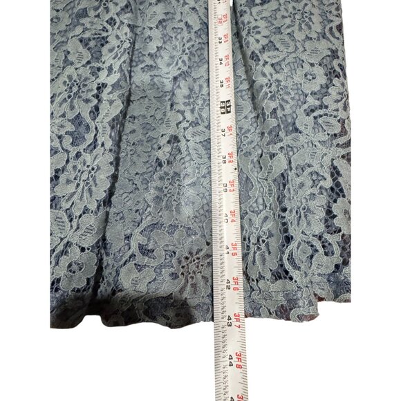 NEW Boohoo Womens 4 Lace Plunge Midi Dress Ruffle Sleeve Skater Teal Blue Party - Picture 7 of 9